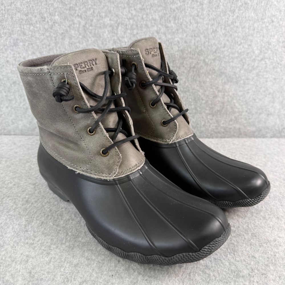 Sperry Saltwater Wool Duck Boots Dark Grey Black STS82475 Women 10